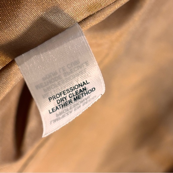 Jones New York SZ M Copper Tan Leather Metallic Sheen Lined Jacket with Pockets - Picture 8 of 9